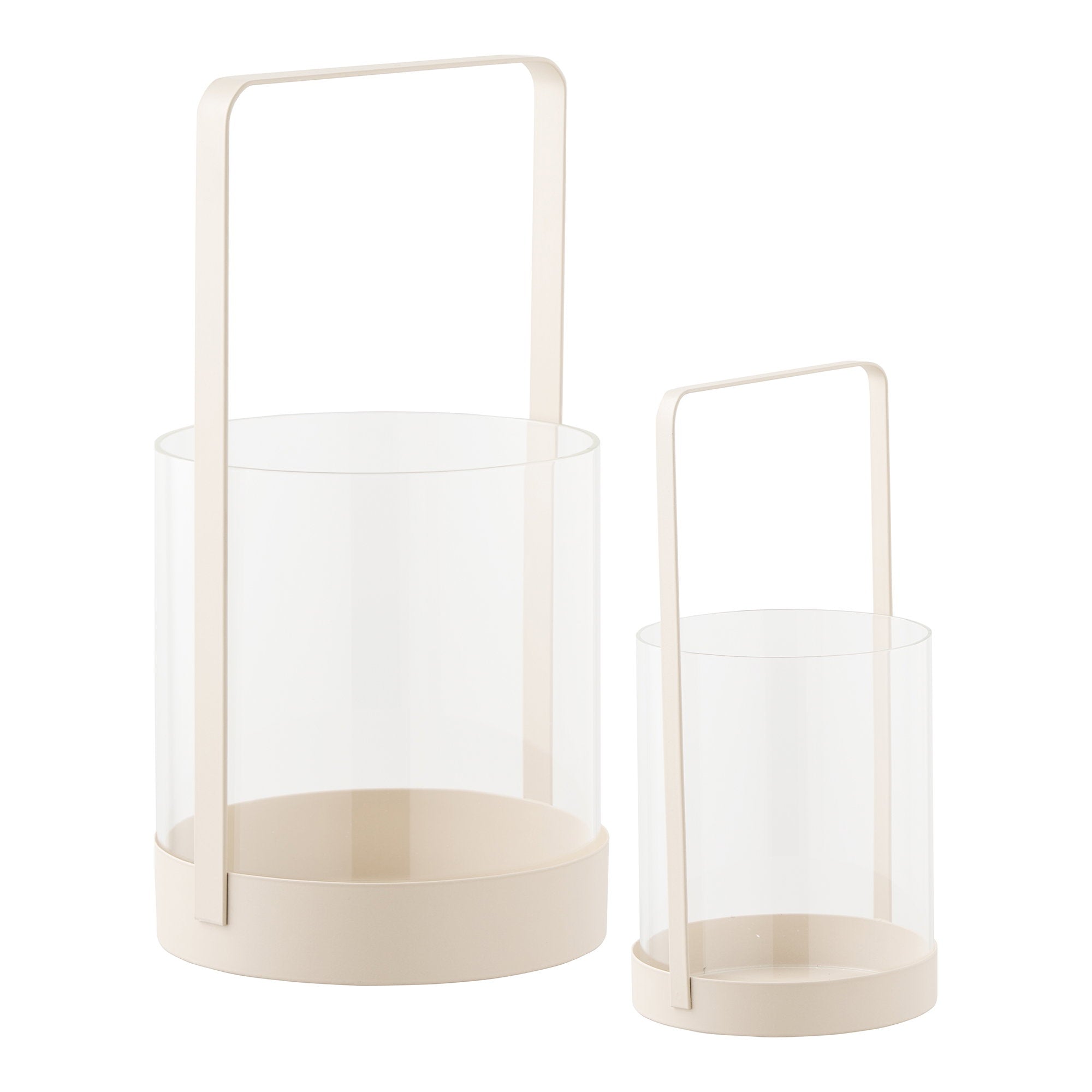 Windlicht - Glas/metaal, beige (set van 2)