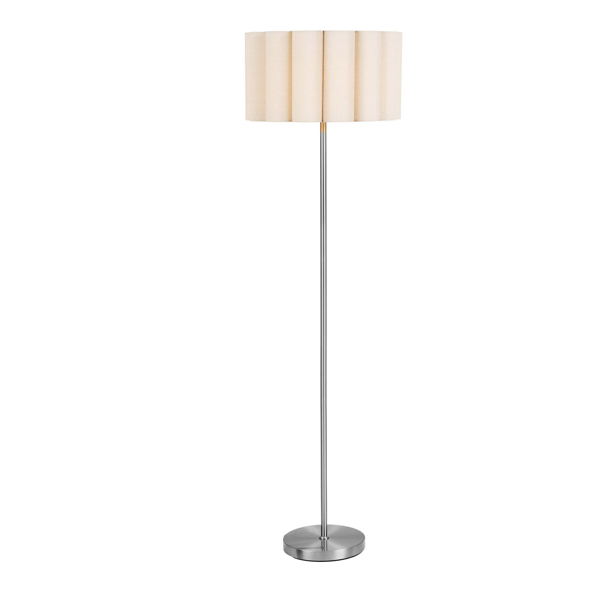 Wattom Floor lamp - Floor lamp, steel/linen, grey/beige