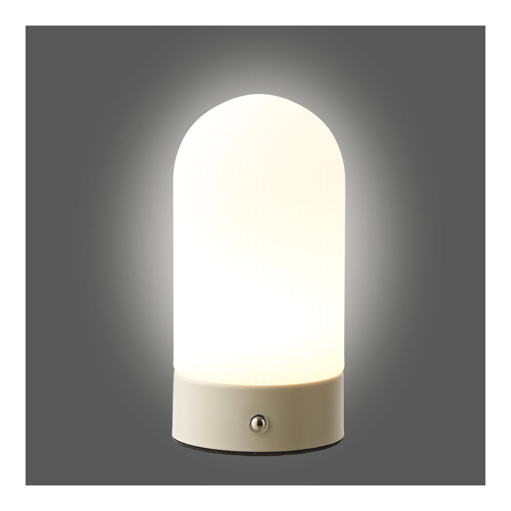 Ashford Tafellamp - Oplaadbaar, metaal/PE, beige/wit