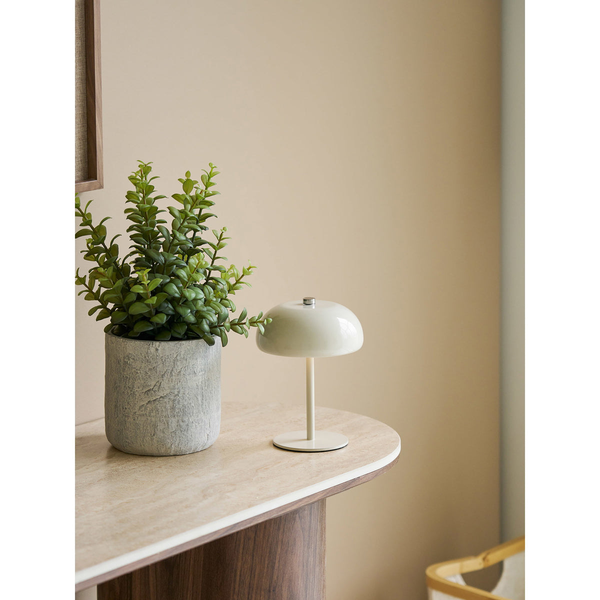 Margate Table Lamp - Rechargeable table lamp, metal, beige, ø13 cm