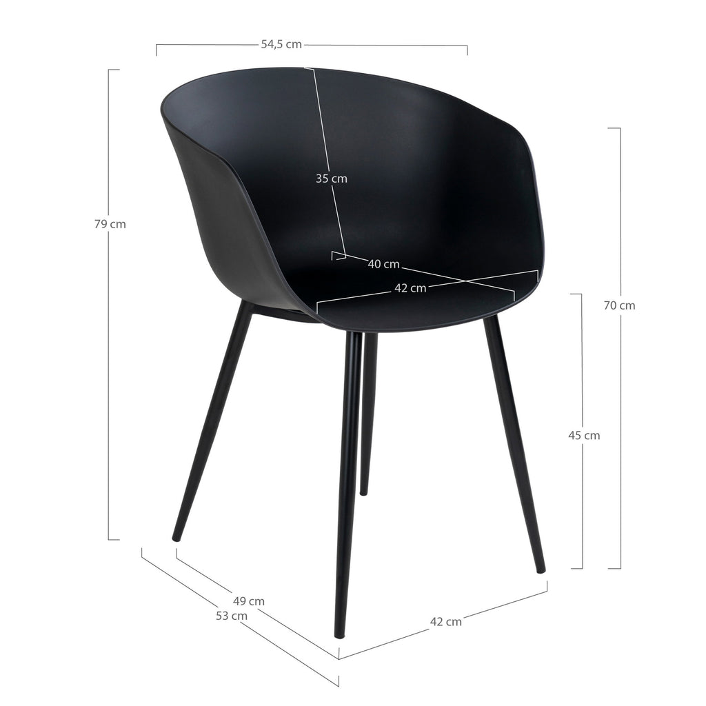 Black dining chair Roda - set of 2