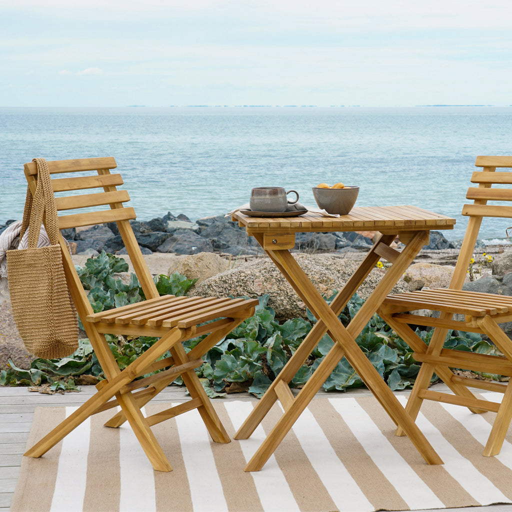 Cuenca Café Set - 2 chairs and 1 table, teak, natural