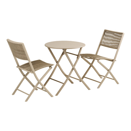 Arcas Bistroset - 2 stoelen en 1 tafel, polyester/staal, taupe