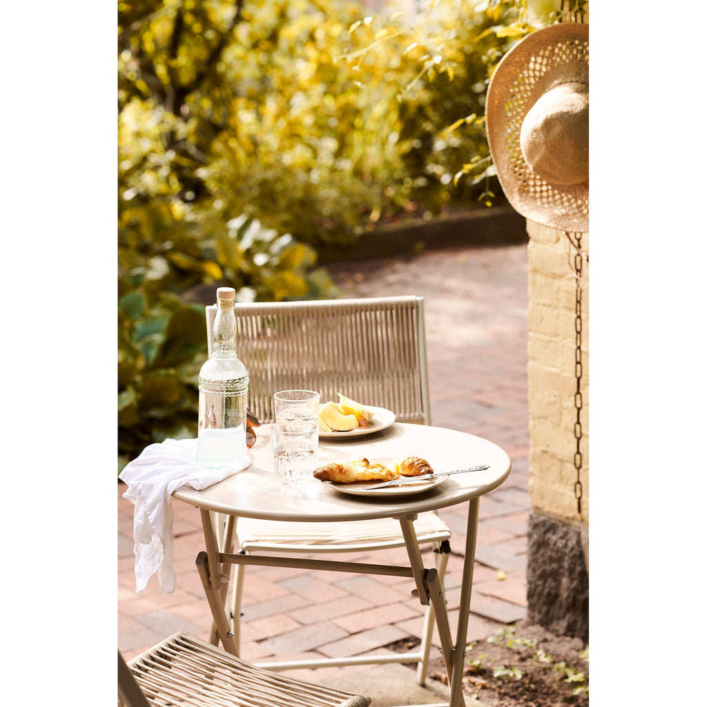Arcas Bistroset - 2 stoelen en 1 tafel, polyester/staal, taupe