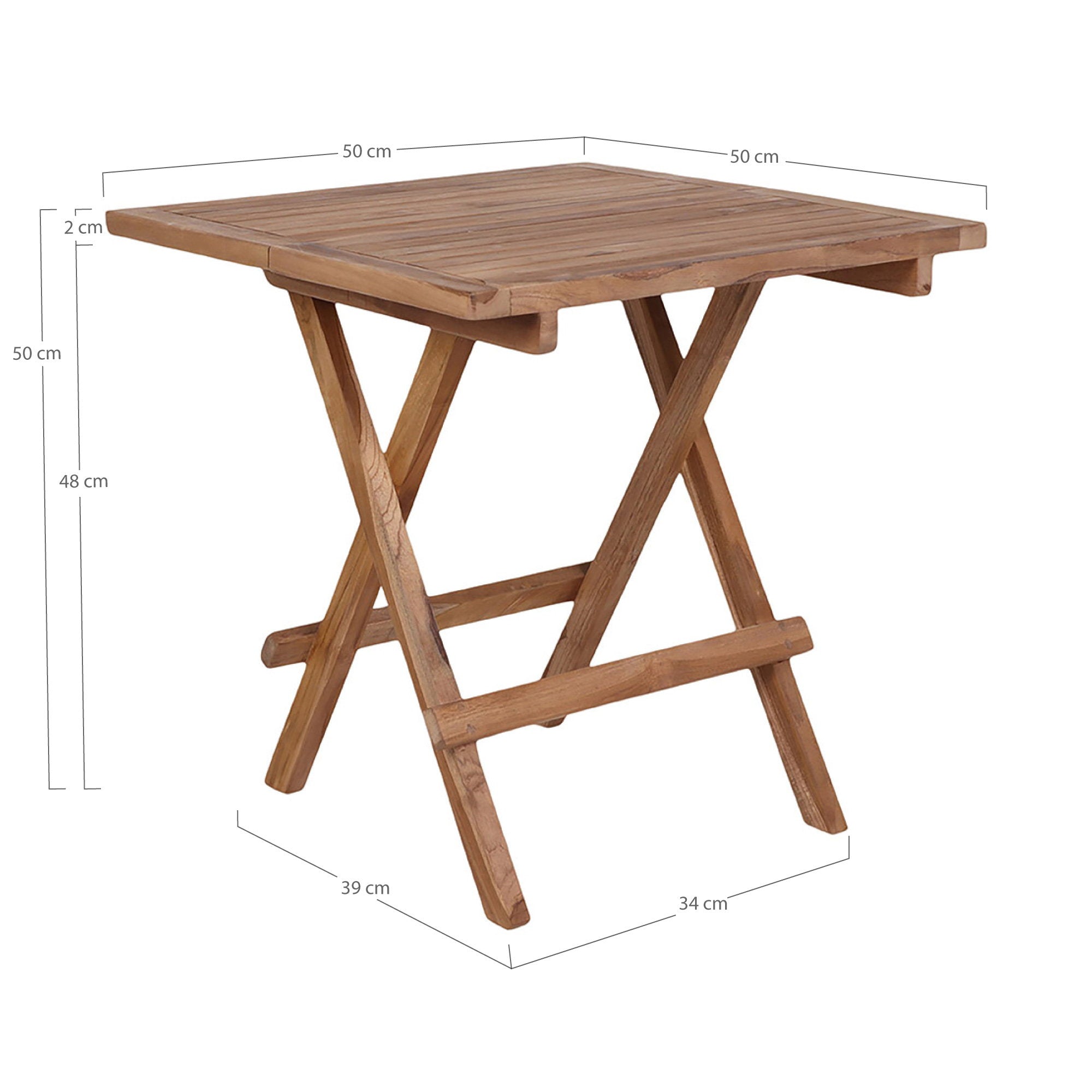 Bilbao Bijzettafel - Bijzettafel, teak, naturel 50x50x50 cm