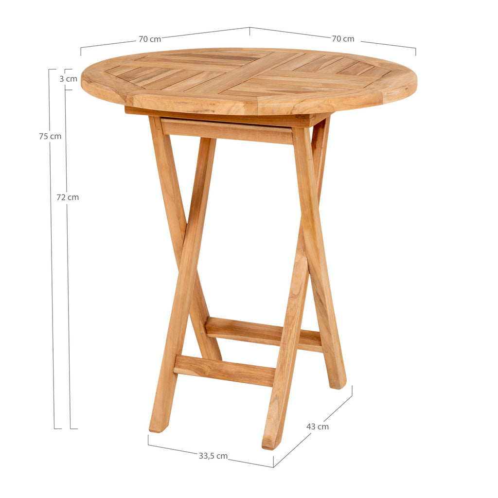Oviedo Side Table - Teakwood side table, natural Ø70x75 cm