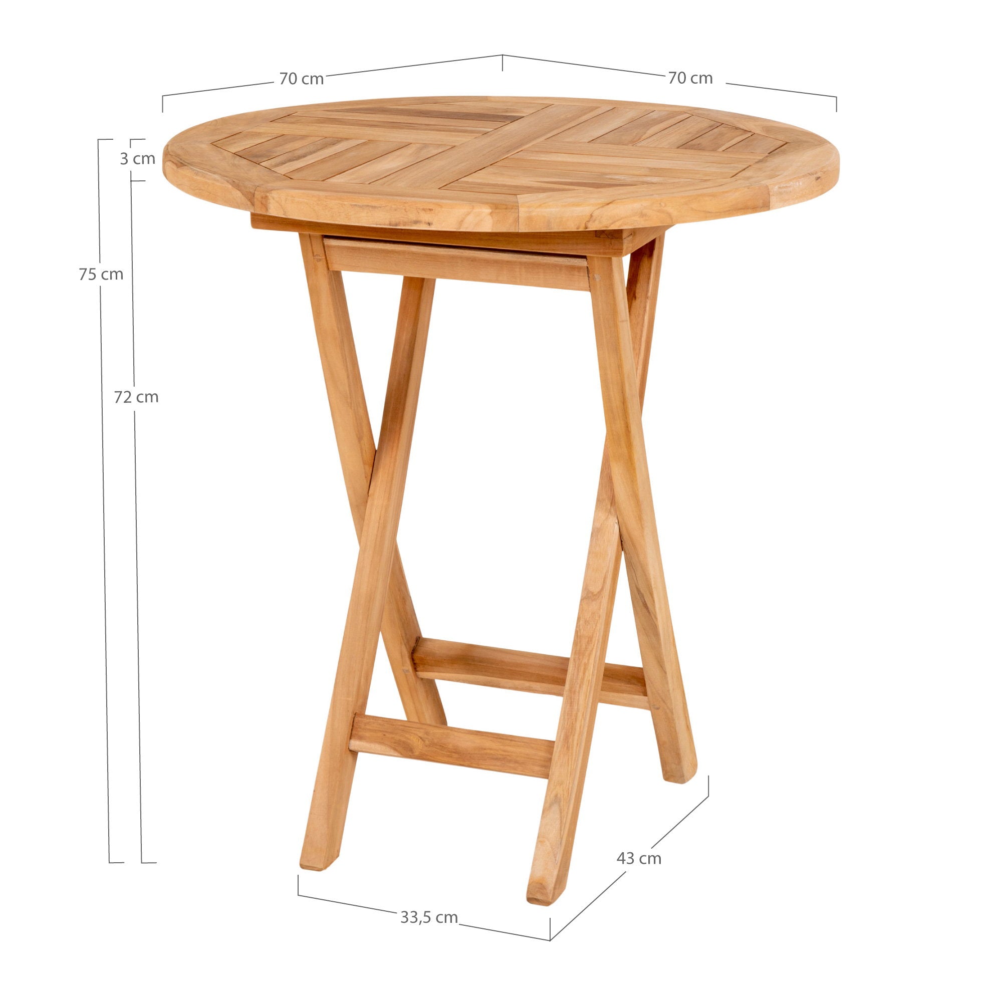 Oviedo Side Table - Teakwood side table, natural Ø70x75 cm