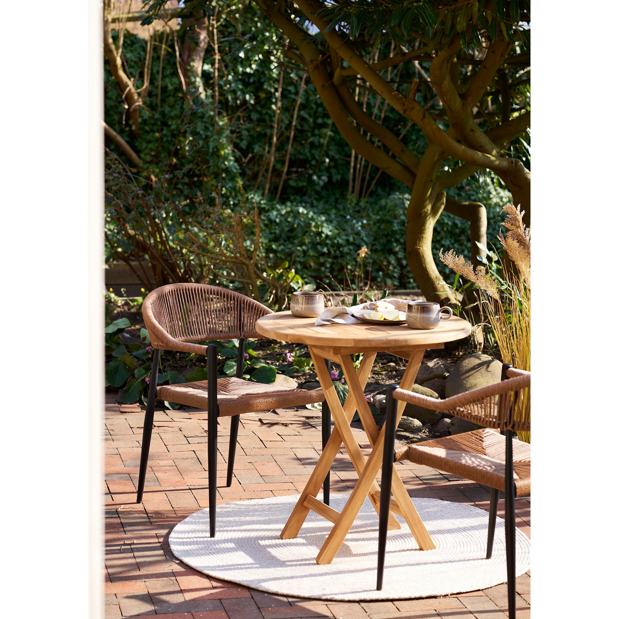 Oviedo Side Table - Teakwood side table, natural Ø70x75 cm
