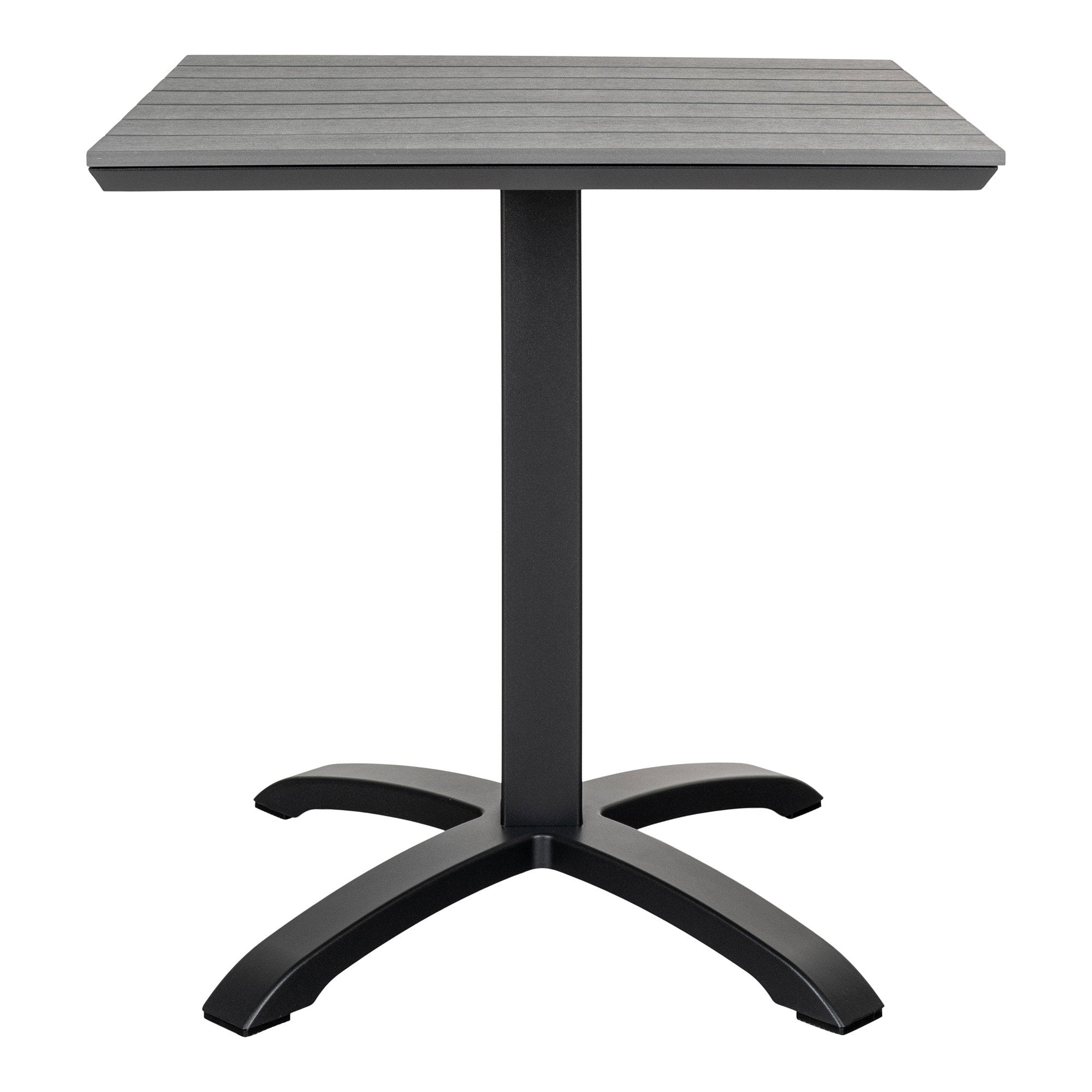 Chicago Bistrotafel - Tafelblad van grijs nonwood, zwarte poten 70x70x72 cm