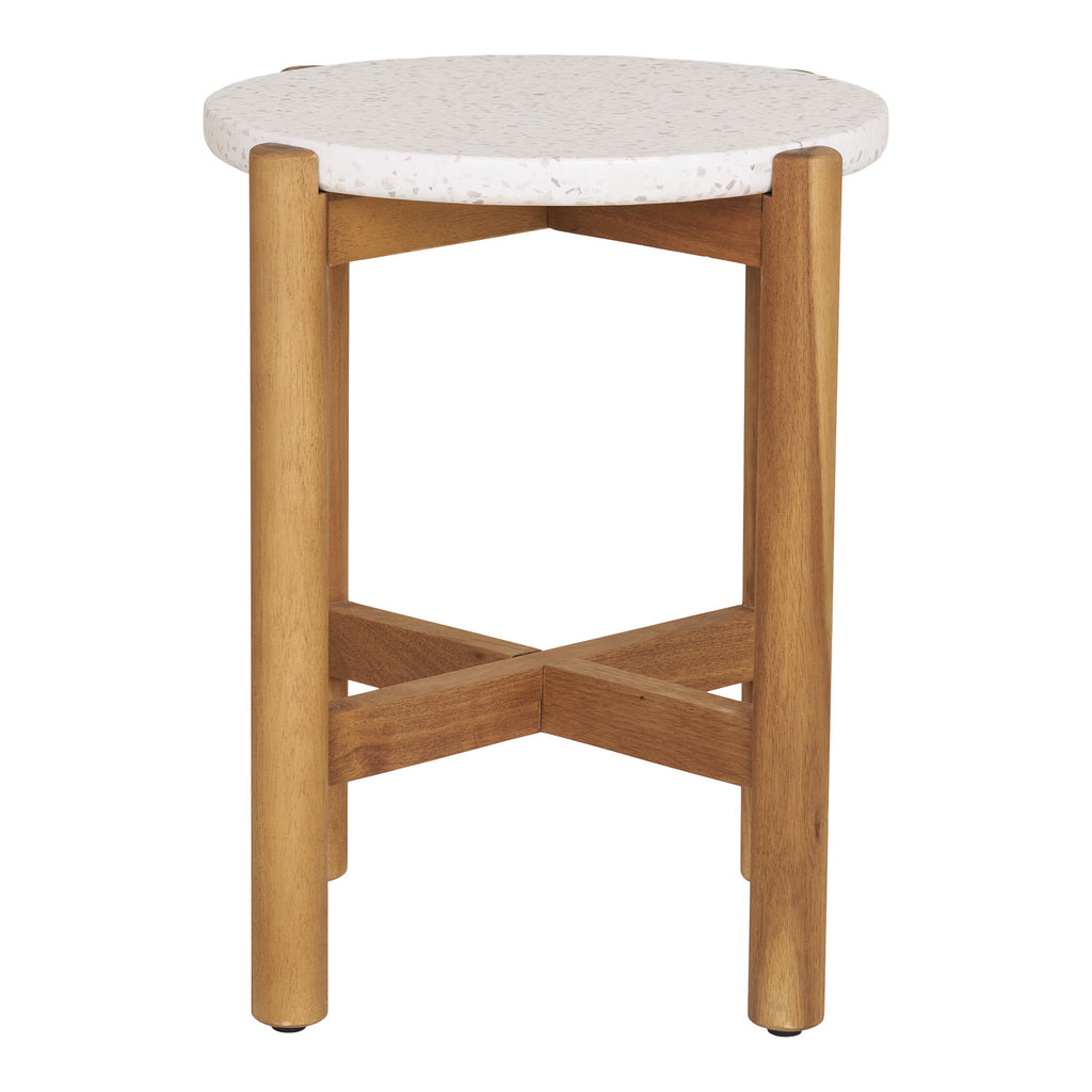 Terracina Side Table - Side table, acacia wood/terrazzo, white/natural Ø37x48 cm