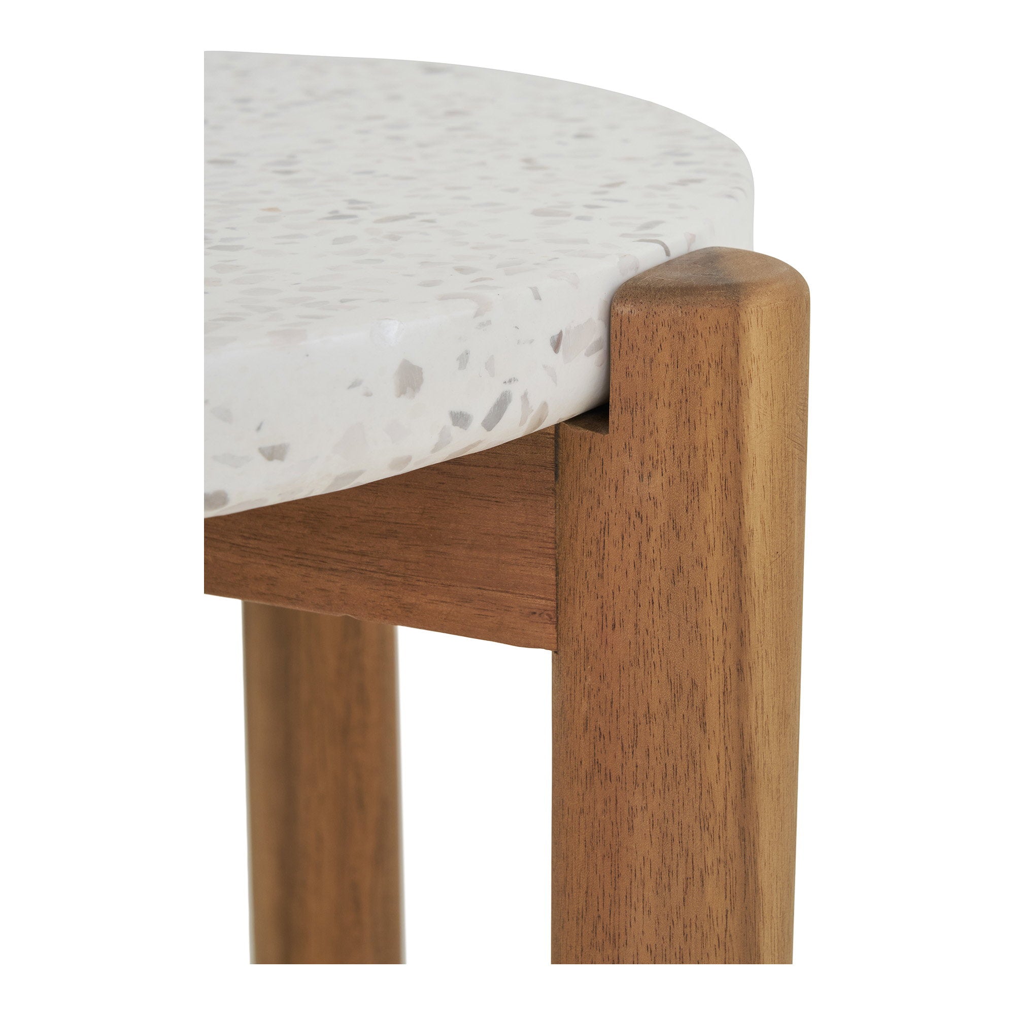 Terracina Side Table - Side table, acacia wood/terrazzo, white/natural Ø37x48 cm