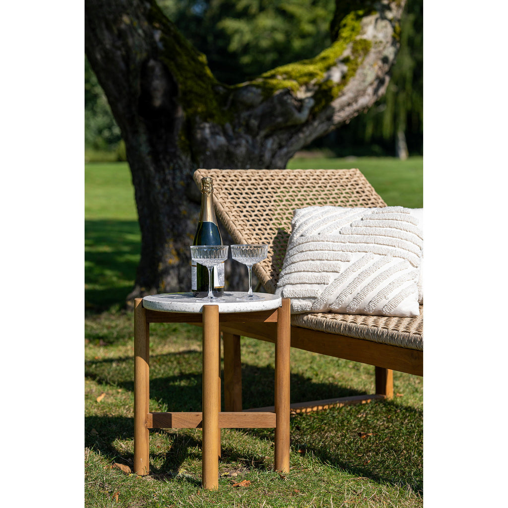 Terracina Side Table - Side table, acacia wood/terrazzo, white/natural Ø37x48 cm
