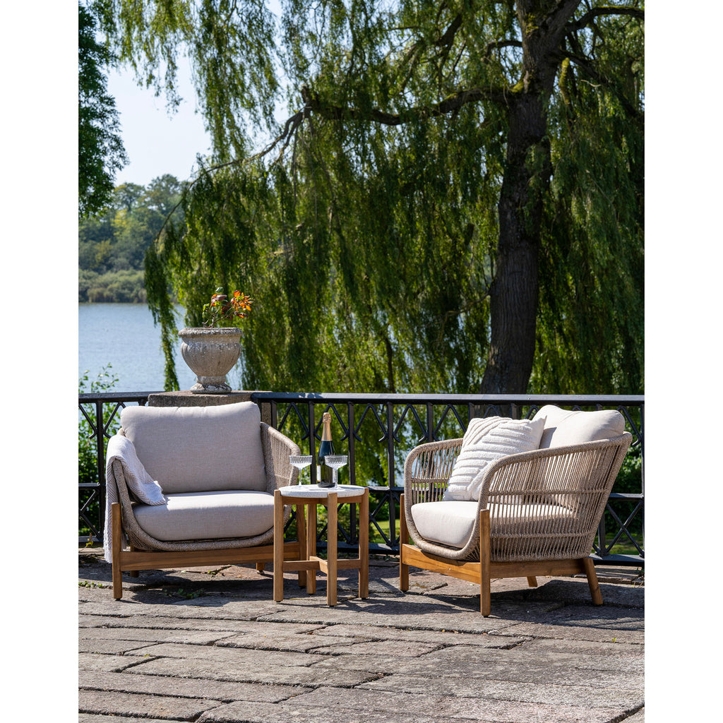 Terracina Side Table - Side table, acacia wood/terrazzo, white/natural Ø37x48 cm