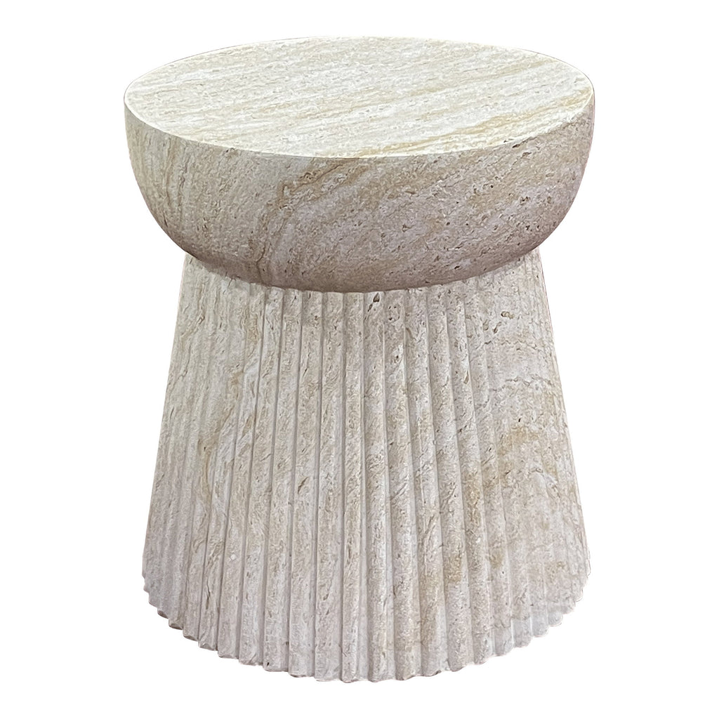 Bonn Side Table - Side table, fiberclay with milled structure, natural Ø37x43 cm