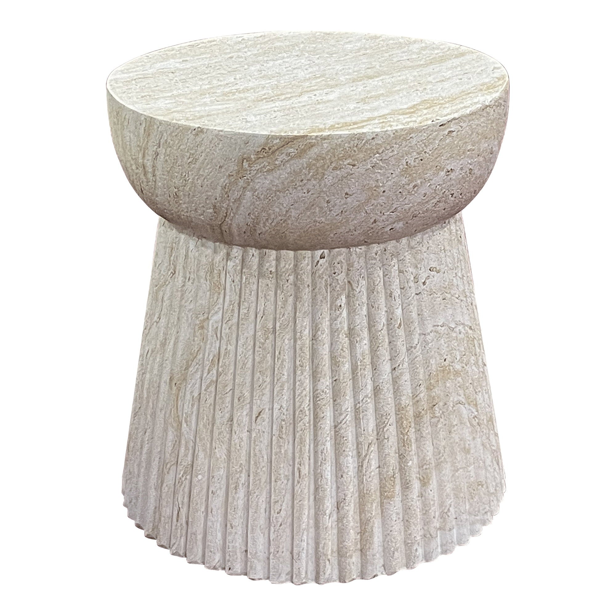 Bonn Side Table - Side table, fiberclay with milled structure, natural Ø37x43 cm
