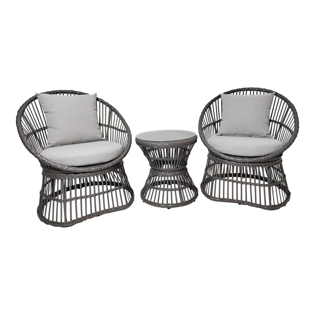 Natal Loungeset - Rotan, grijs, inclusief kussens