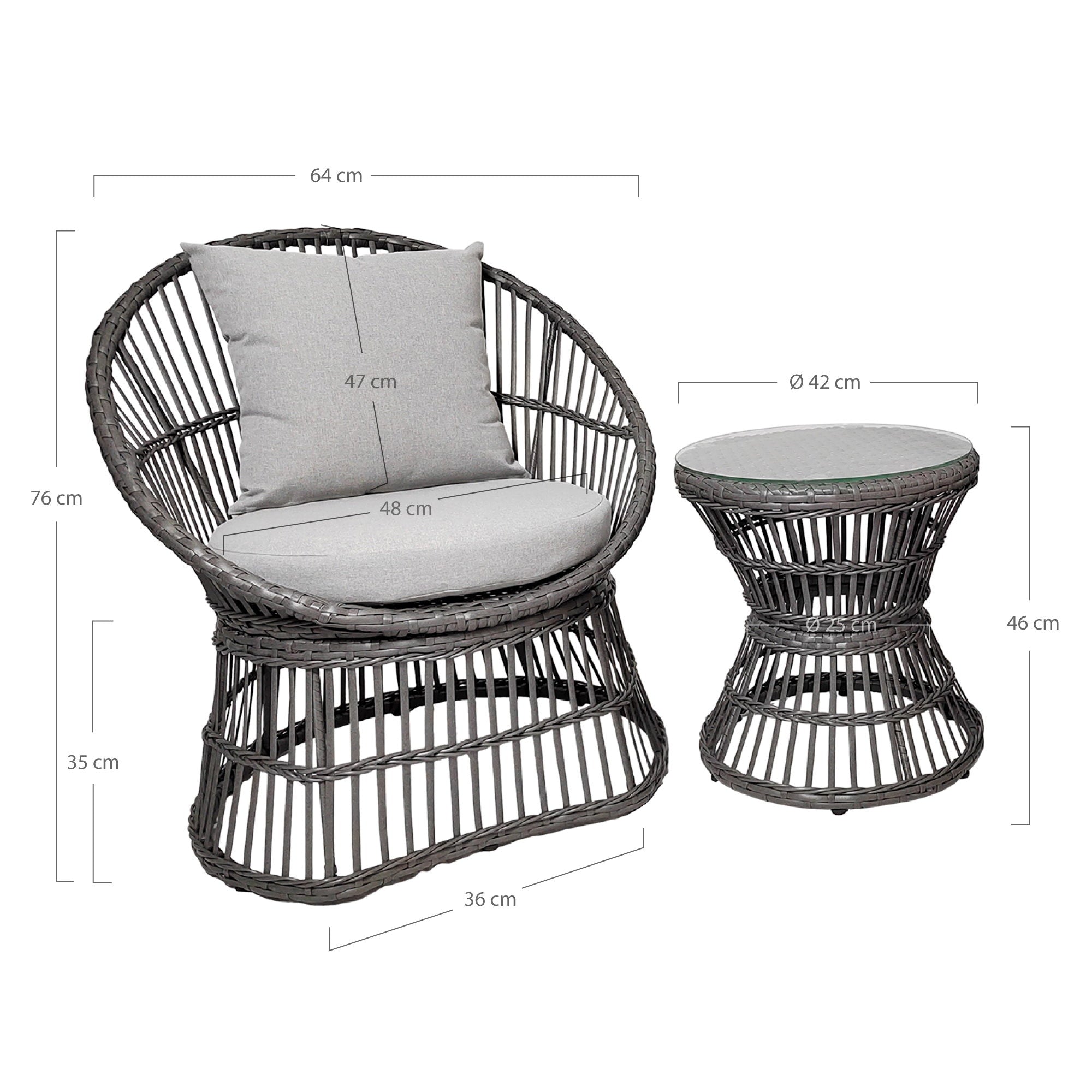 Natal Loungeset - Rotan, grijs, inclusief kussens