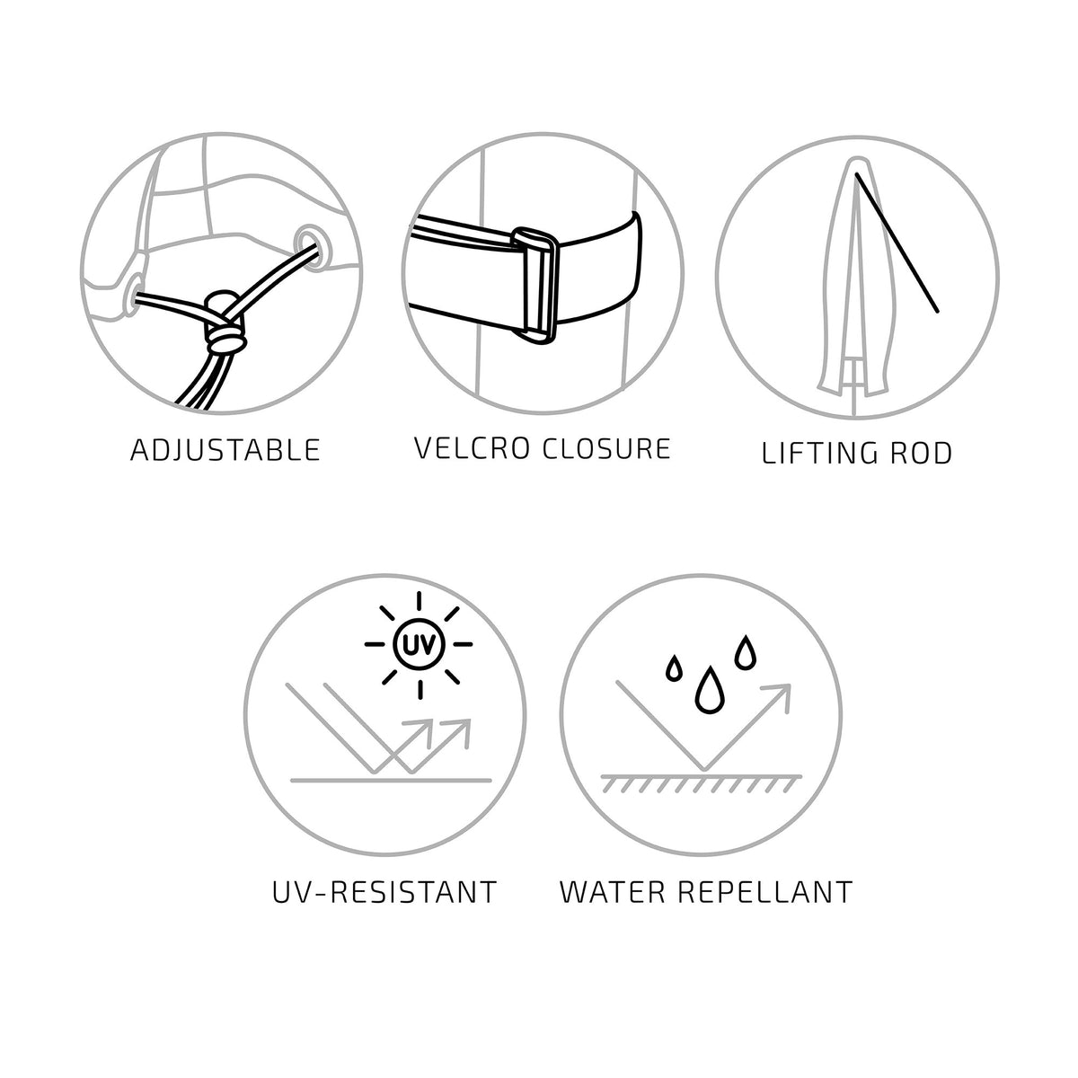 Luxury Covers - Luxury protective cover for cantilever parasol, 210g/m² 600D polyester with PU coating, water-repellent, black
