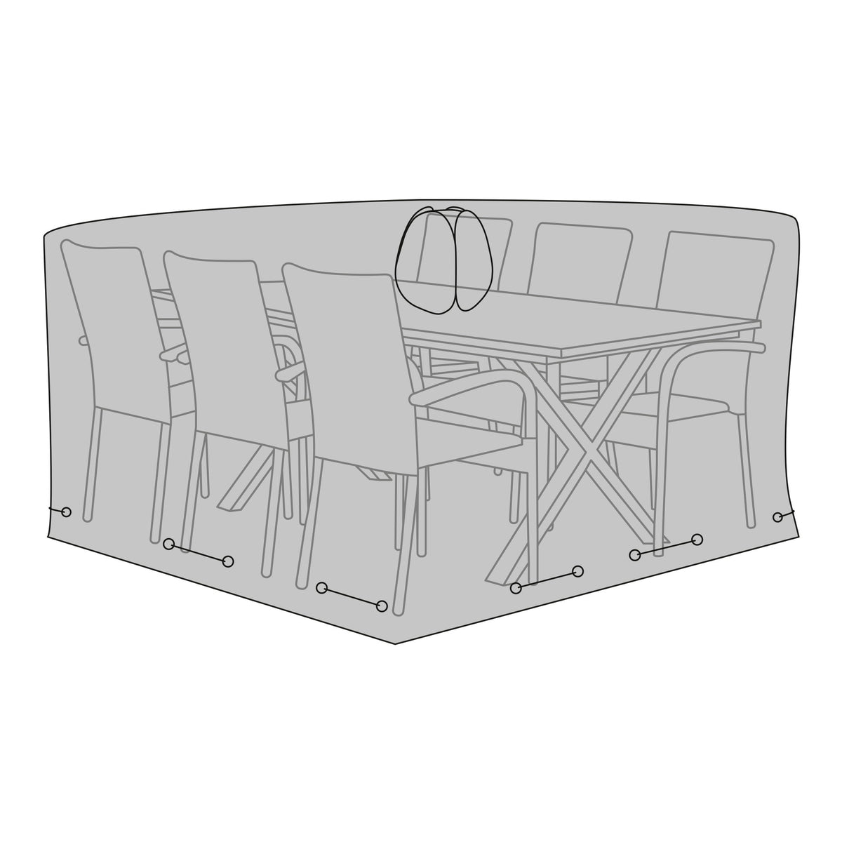 Luxury Covers - Luxury protective cover for table with 6 chairs, 210g/m² 600D polyester with PU coating, water-repellent, black