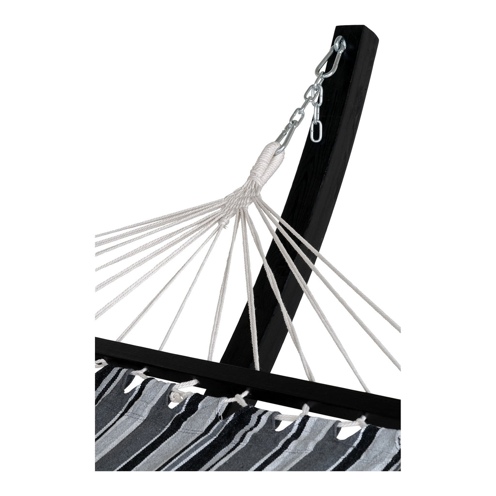 Tripoli Hangmat - Met houten standaard, larikshout, polyester/katoen, zwart/grijs/wit