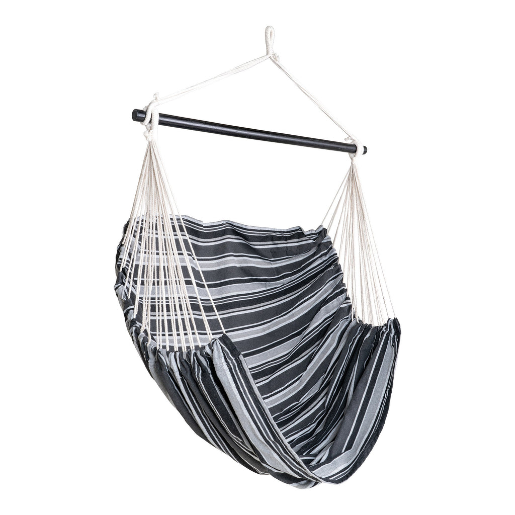 Lamia Hangstoel - Polyester/katoen, larikshout, zwart/grijs/wit