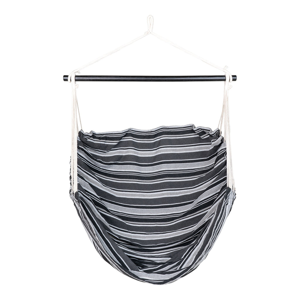 Lamia Hangstoel - Polyester/katoen, larikshout, zwart/grijs/wit