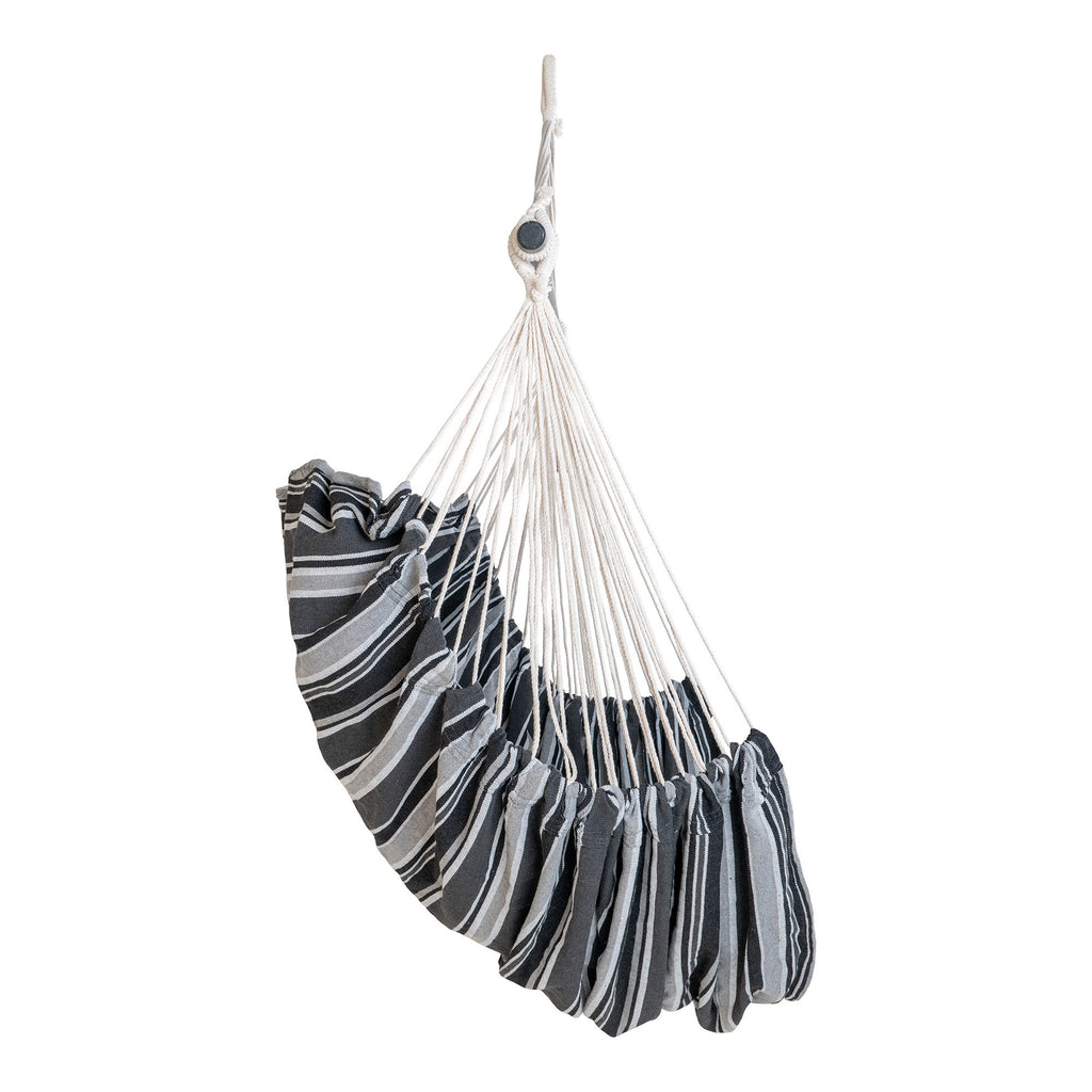 Lamia Hangstoel - Polyester/katoen, larikshout, zwart/grijs/wit