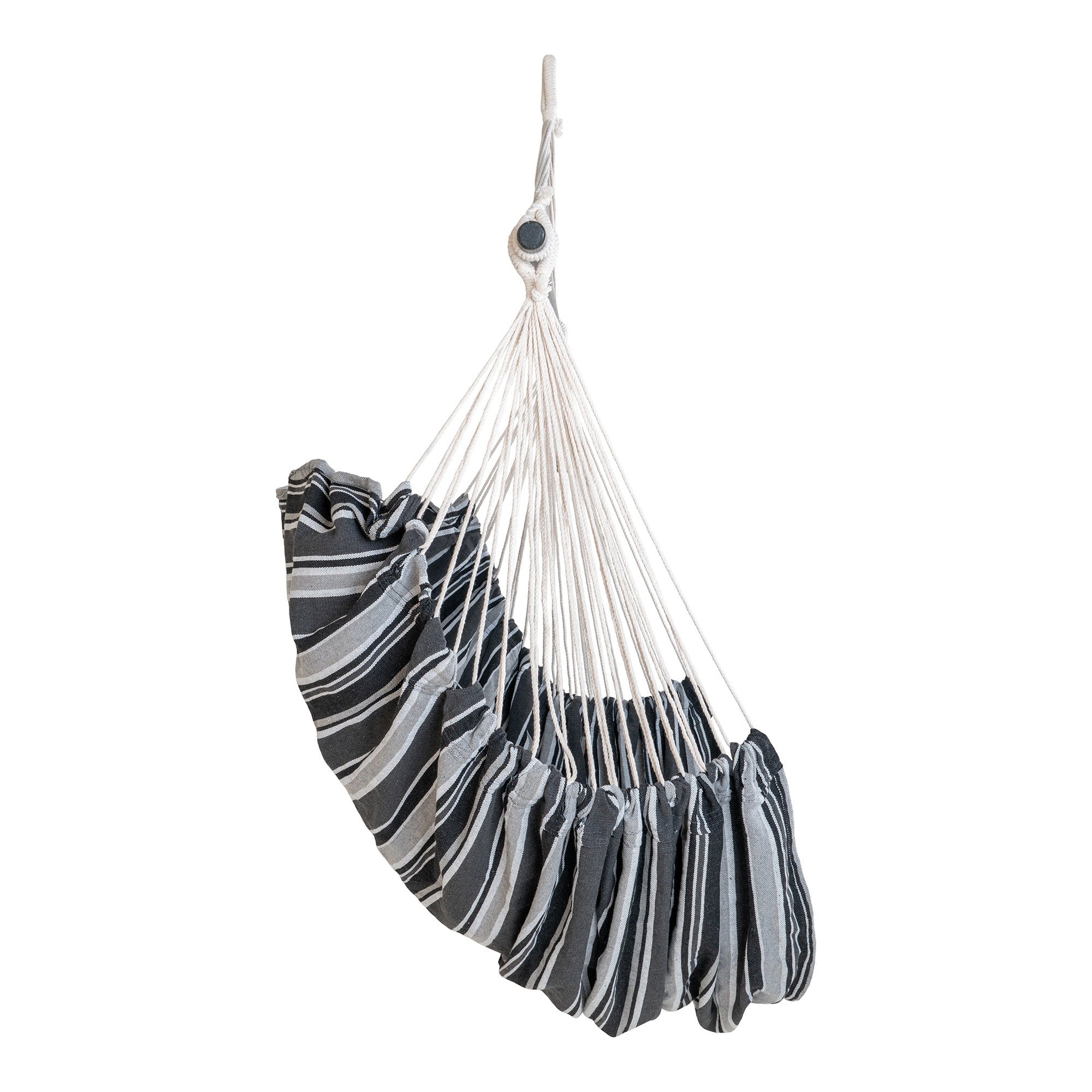 Lamia Hangstoel - Polyester/katoen, larikshout, zwart/grijs/wit
