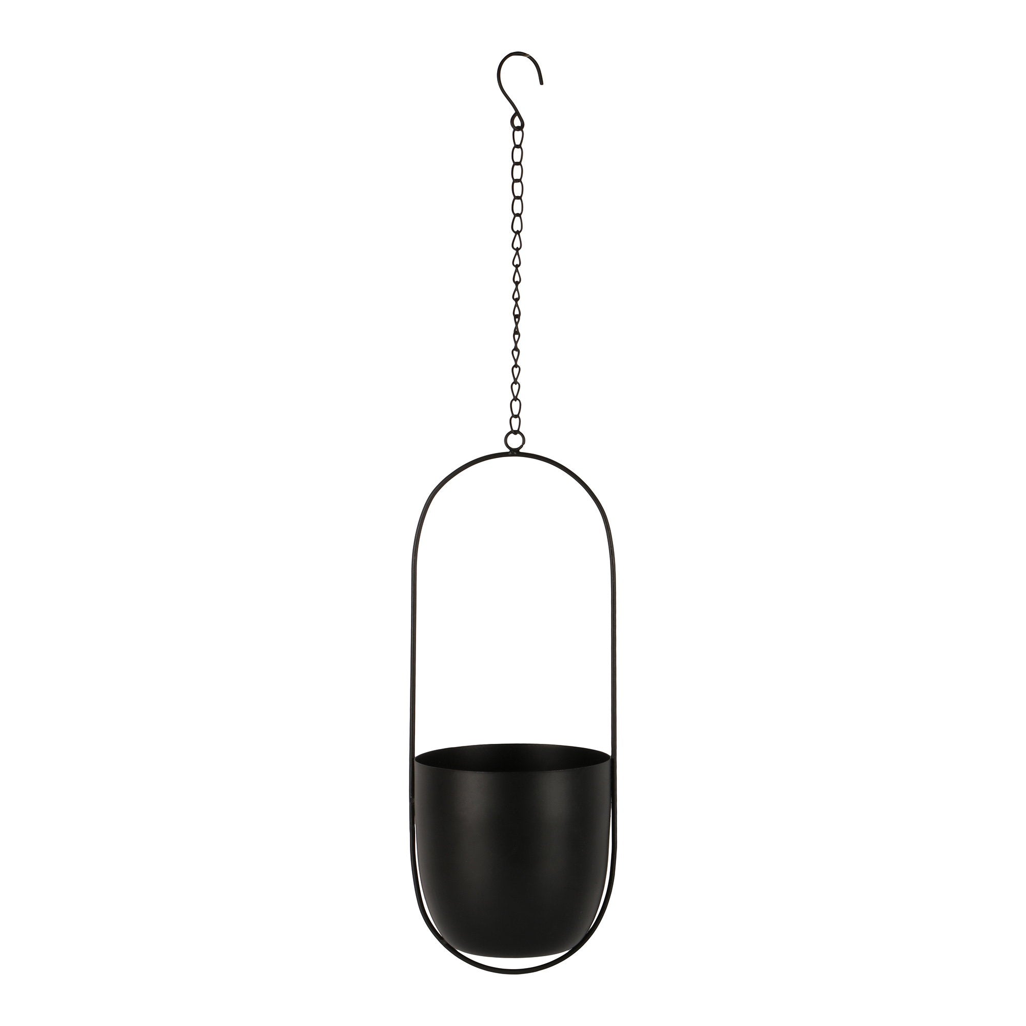 Celle Hangbloempot - Hangbloempot, metaal, zwart 15,5x14,5x37,5 cm