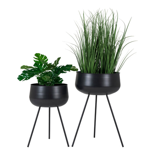 Ardola Bloempotten - Bloempotten, staal, zwart (set van 2)