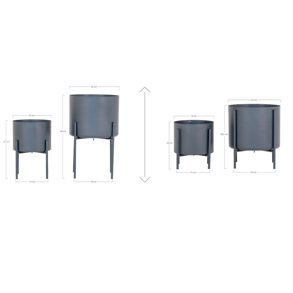 Pavia Planters - Planters, steel, grey (set of 2)