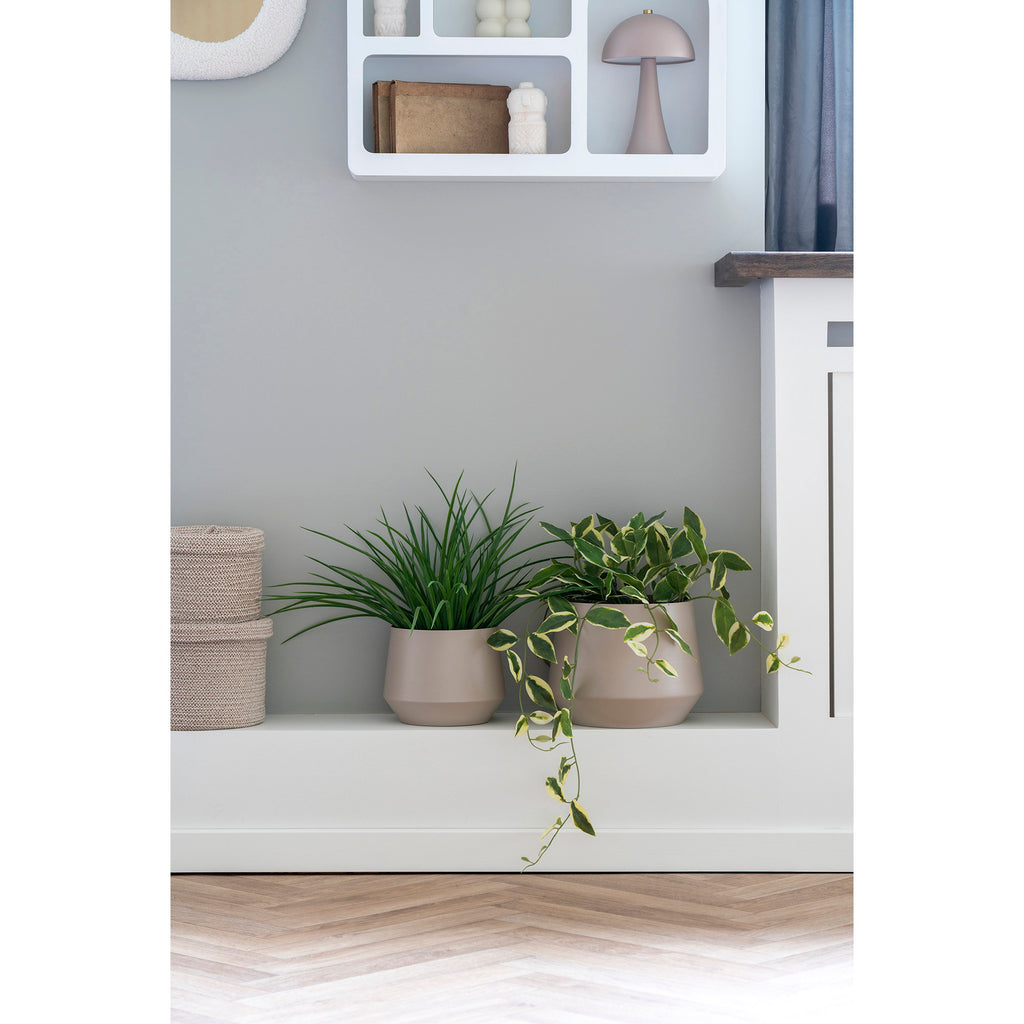 Trofa Bloempot - Bloempot, staal, zandkleurig (set van 2)