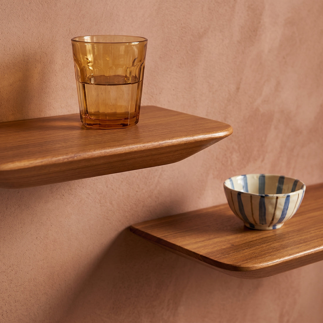 Craftsman teakhouten wandplank - (set van 2) 25 cm