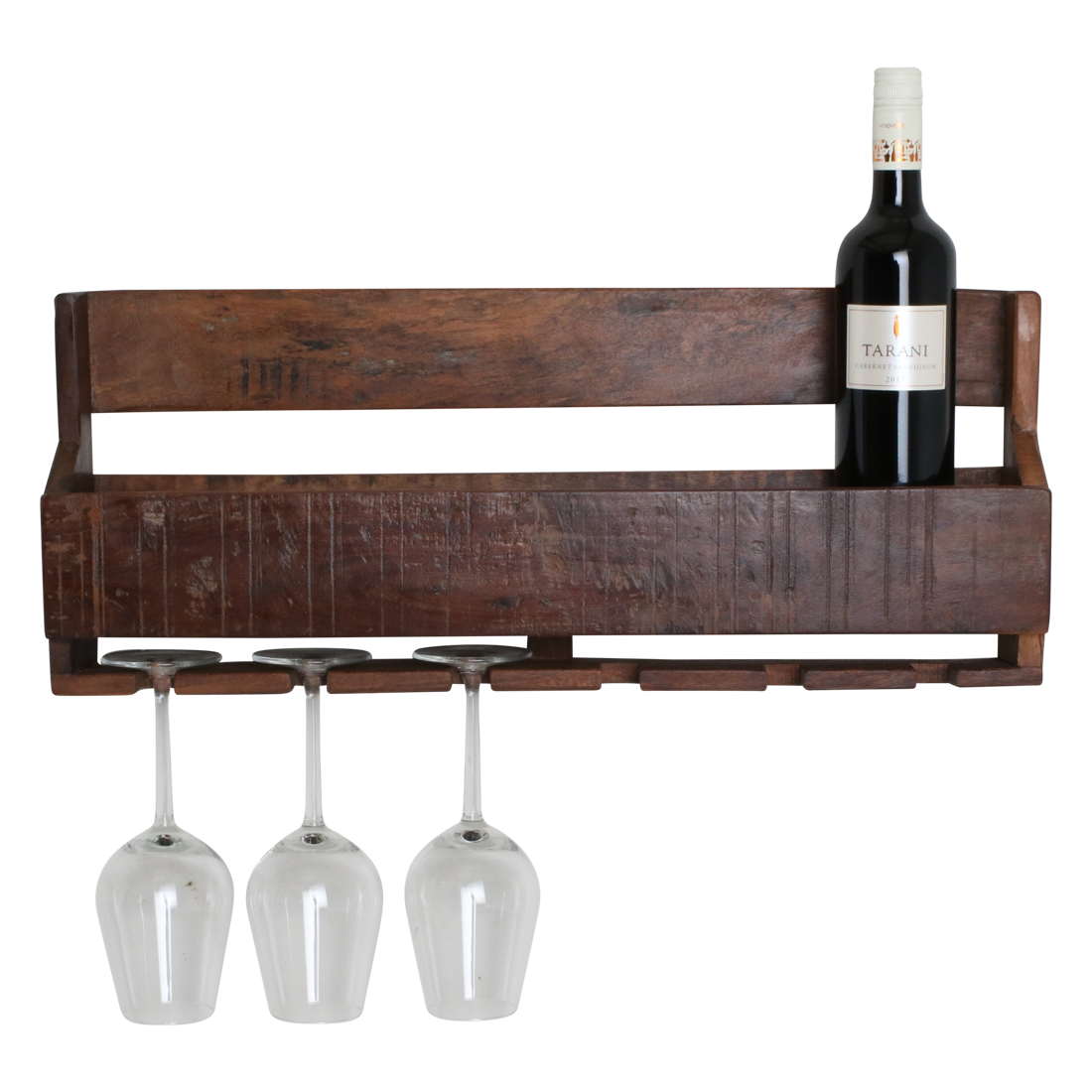 Factory hangend wijnrek - FSC-gerecycled hout - 12x60x28 cm