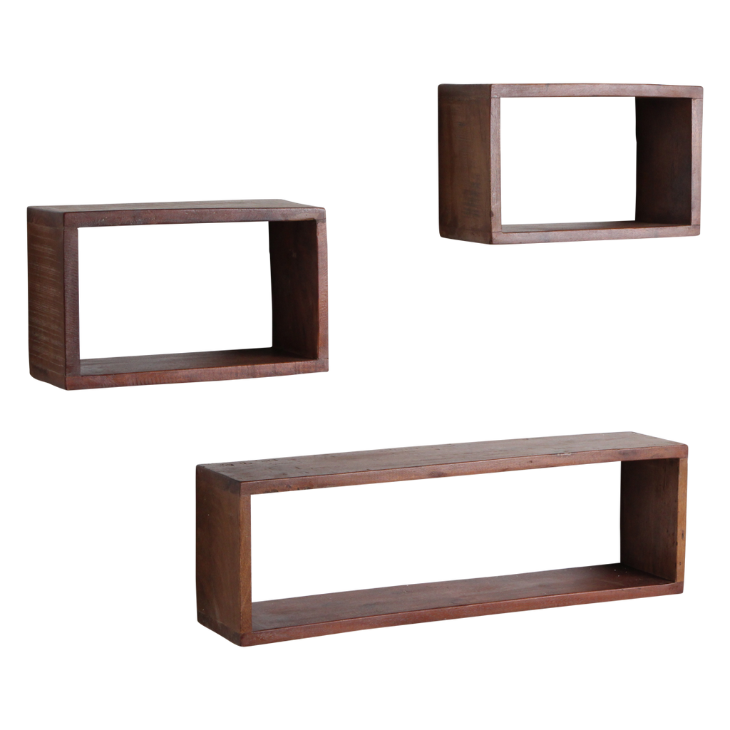 Factory Wall Shelf Box - FSC-recycled wood - 70x15x22 cm