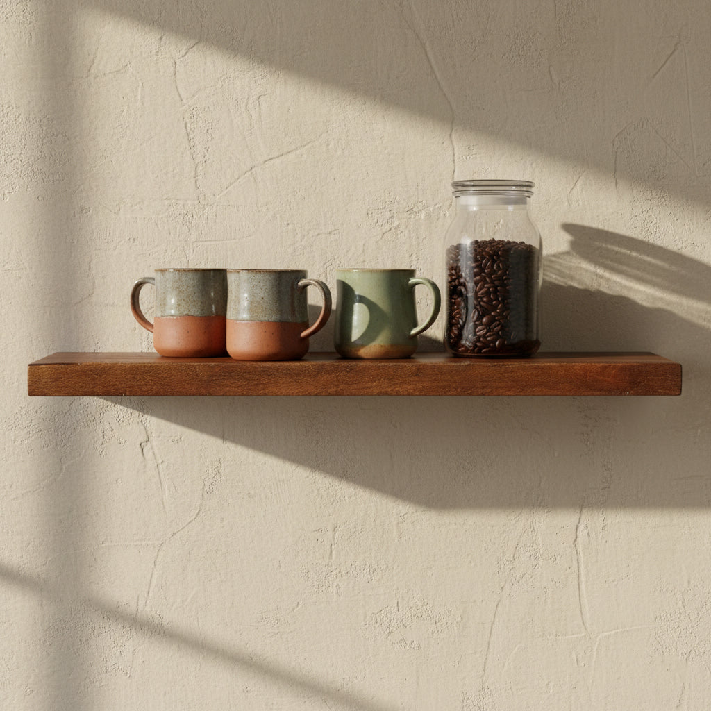 Factory zwevende wandplank - FSC-gerecycled hout - 80x18x3,8 cm