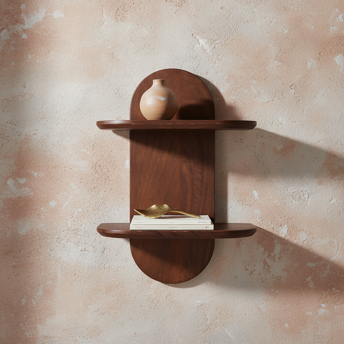 Bullnose mangohouten wandplank dubbel