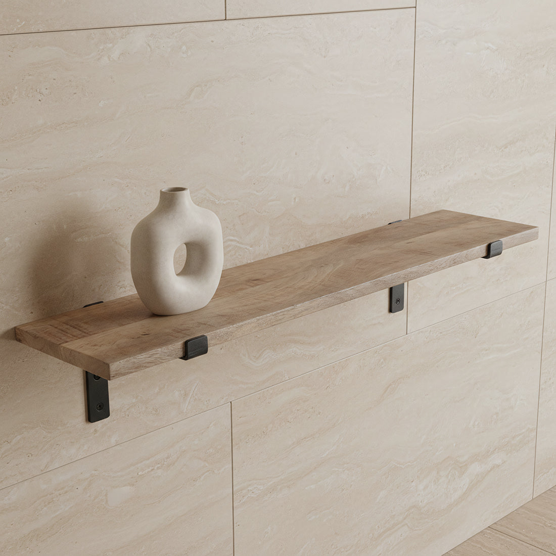 Mangohouten wandplank - 80 cm