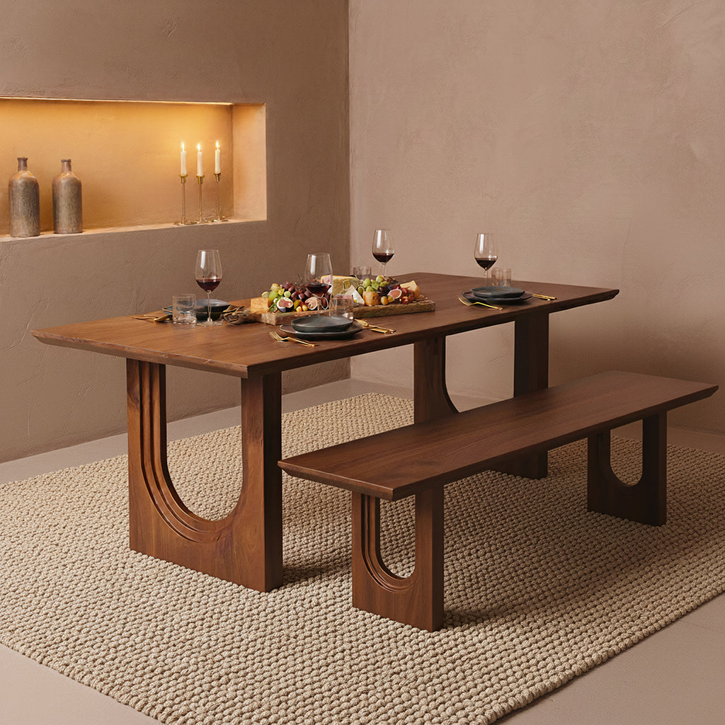 Bullnose Chamfered mangohouten eetkamerbank - 180 cm