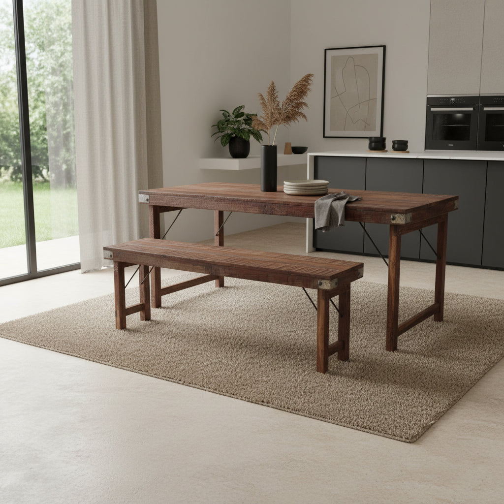 Inklapbare eetkamerbank - FSC-gerecycled hout -120 cm