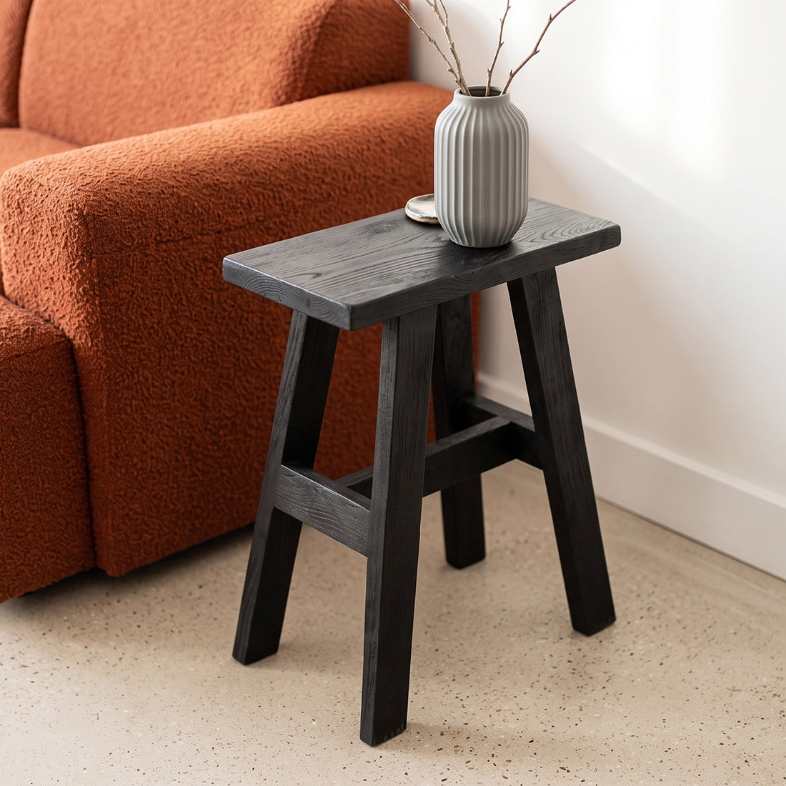 Black "bus stop" bench medium - 45x20x50 cm