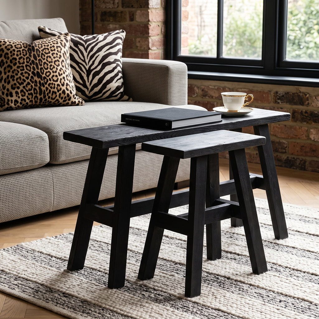 Black "bus stop" bench medium - 45x20x50 cm