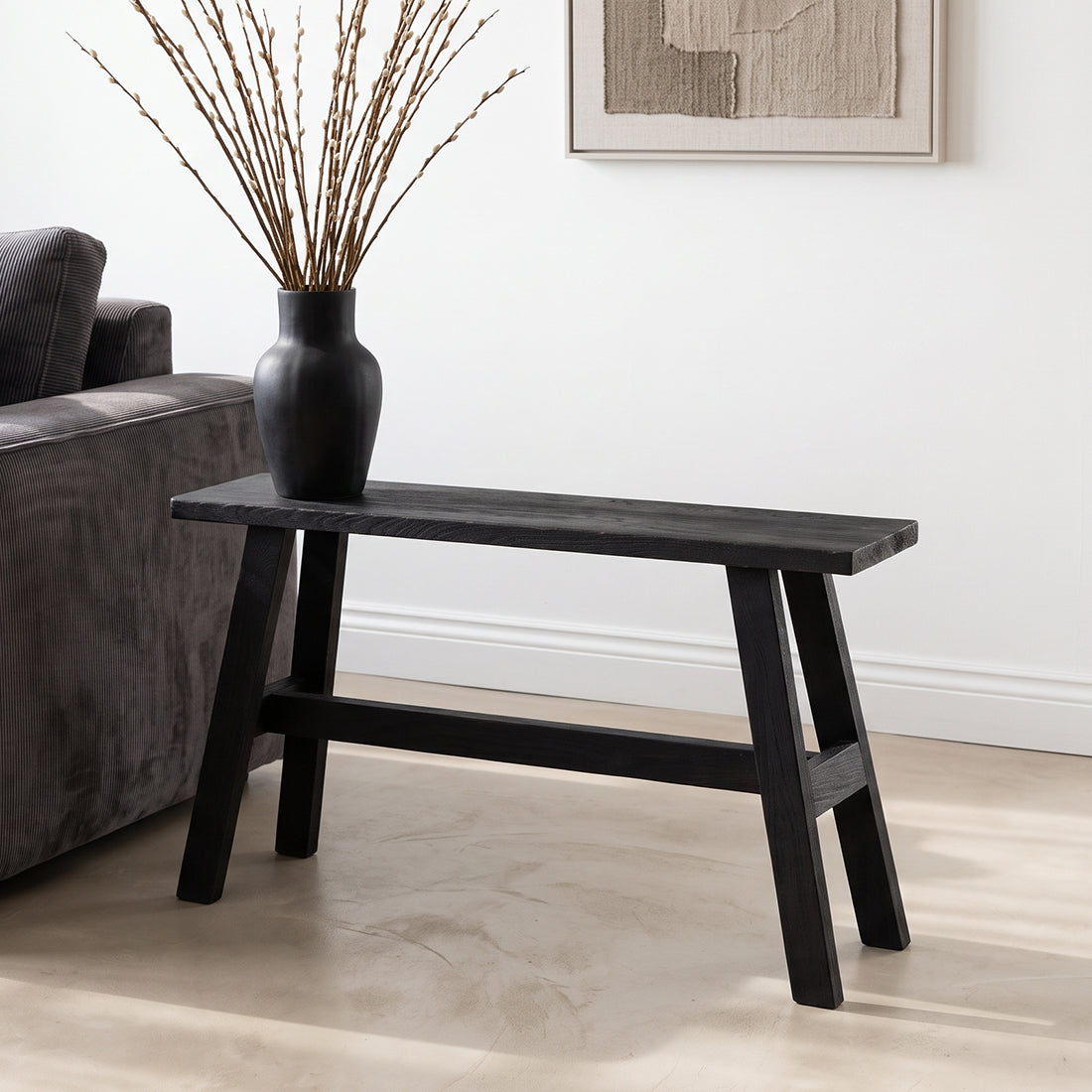 Large black industrial bench - 85x20x50 cm