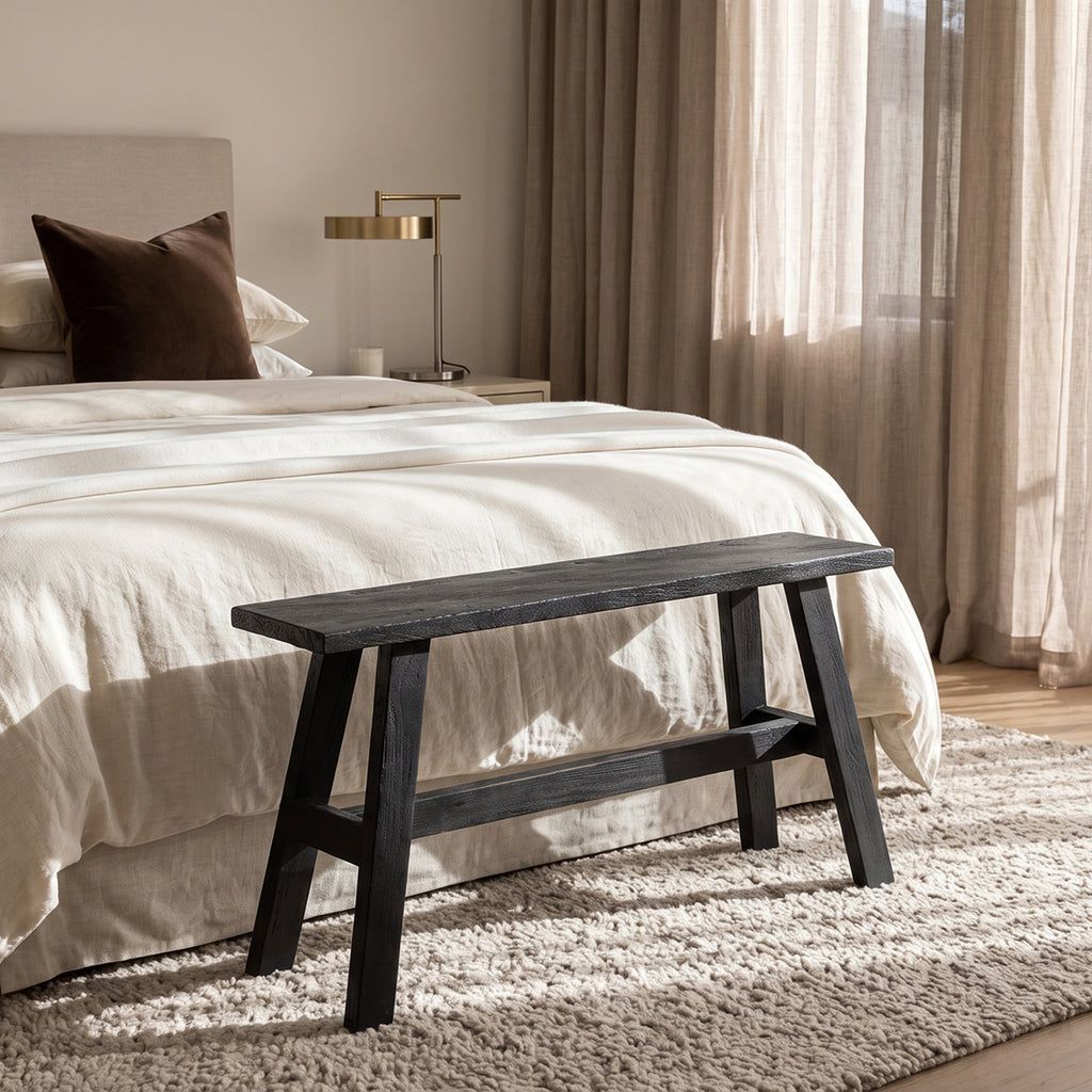 Large black industrial bench - 85x20x50 cm