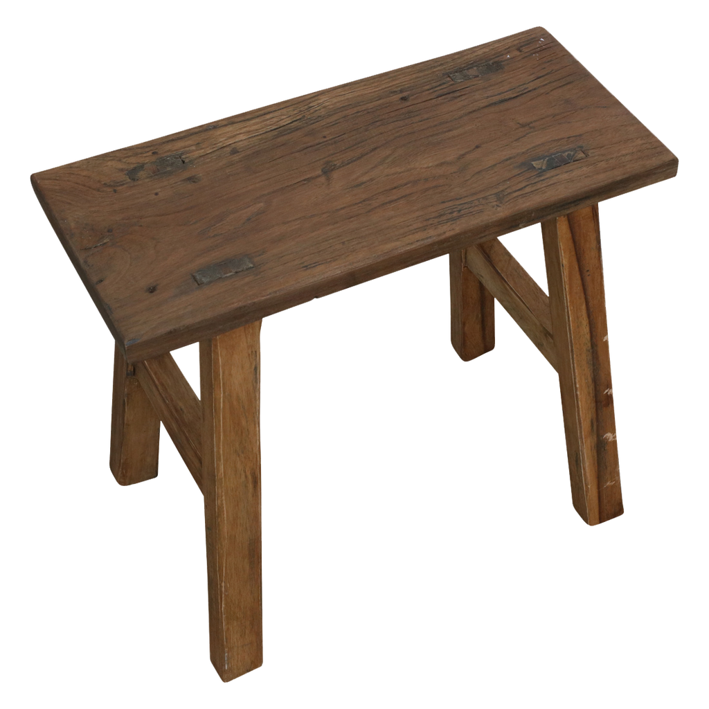 Java carpenter bijzettafel/bankje - Gerecycled hout - 16x35x30 cm