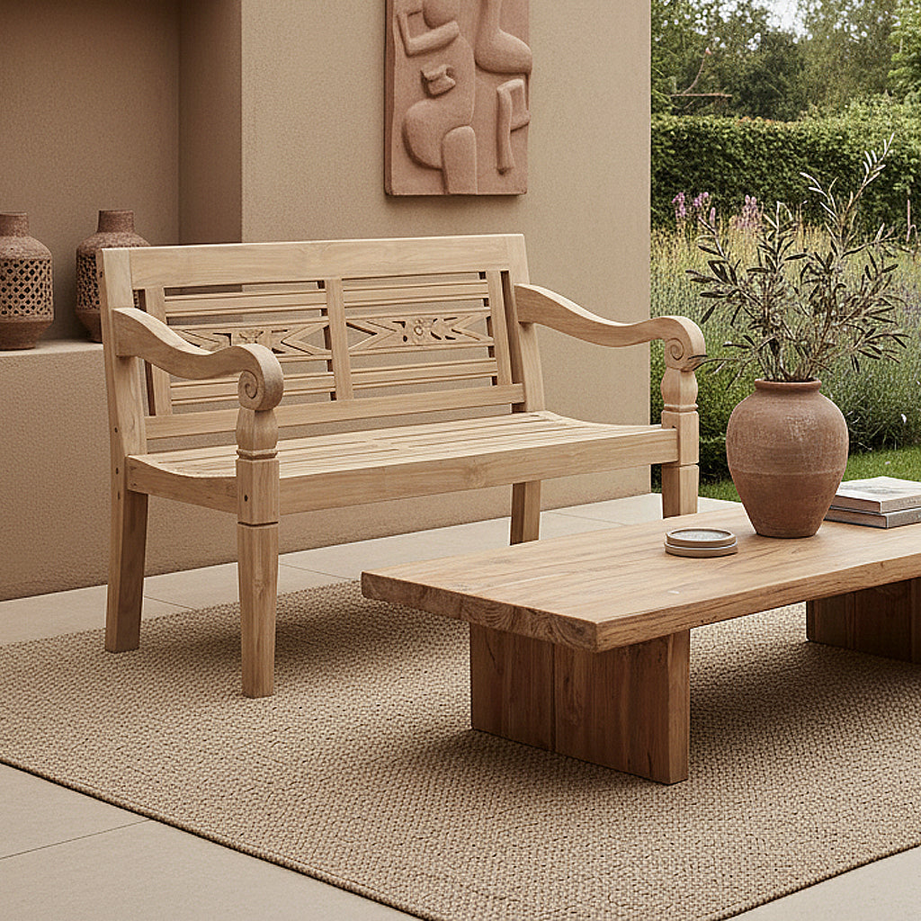 Boho teakhouten tuinbank