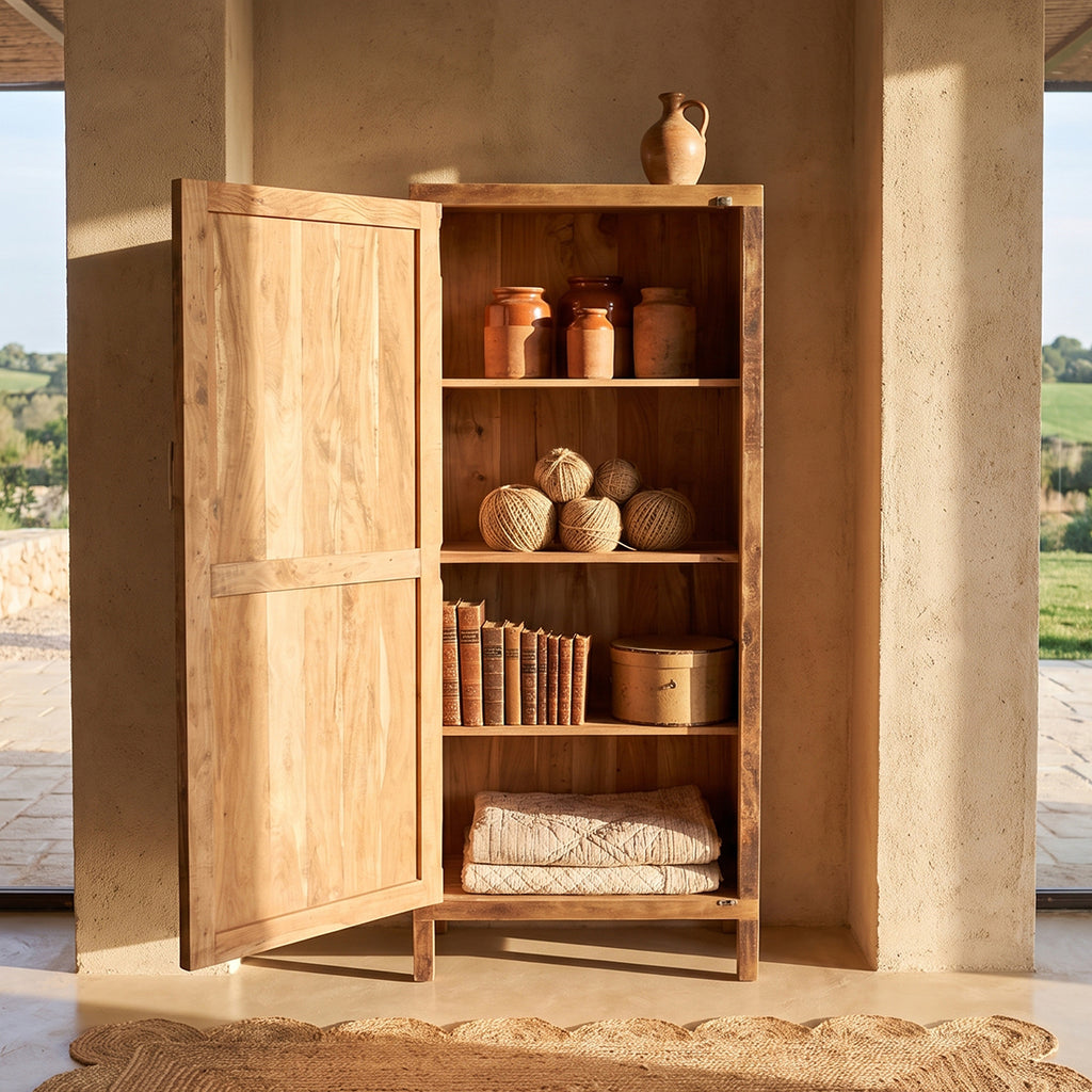 Farmwood 1-door cabinet - FSC-recycled wood - 80x40x180 cm