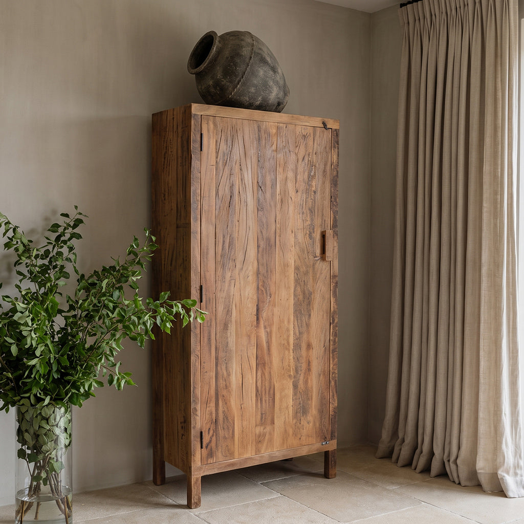 Farmwood 1-door cabinet - FSC-recycled wood - 80x40x180 cm