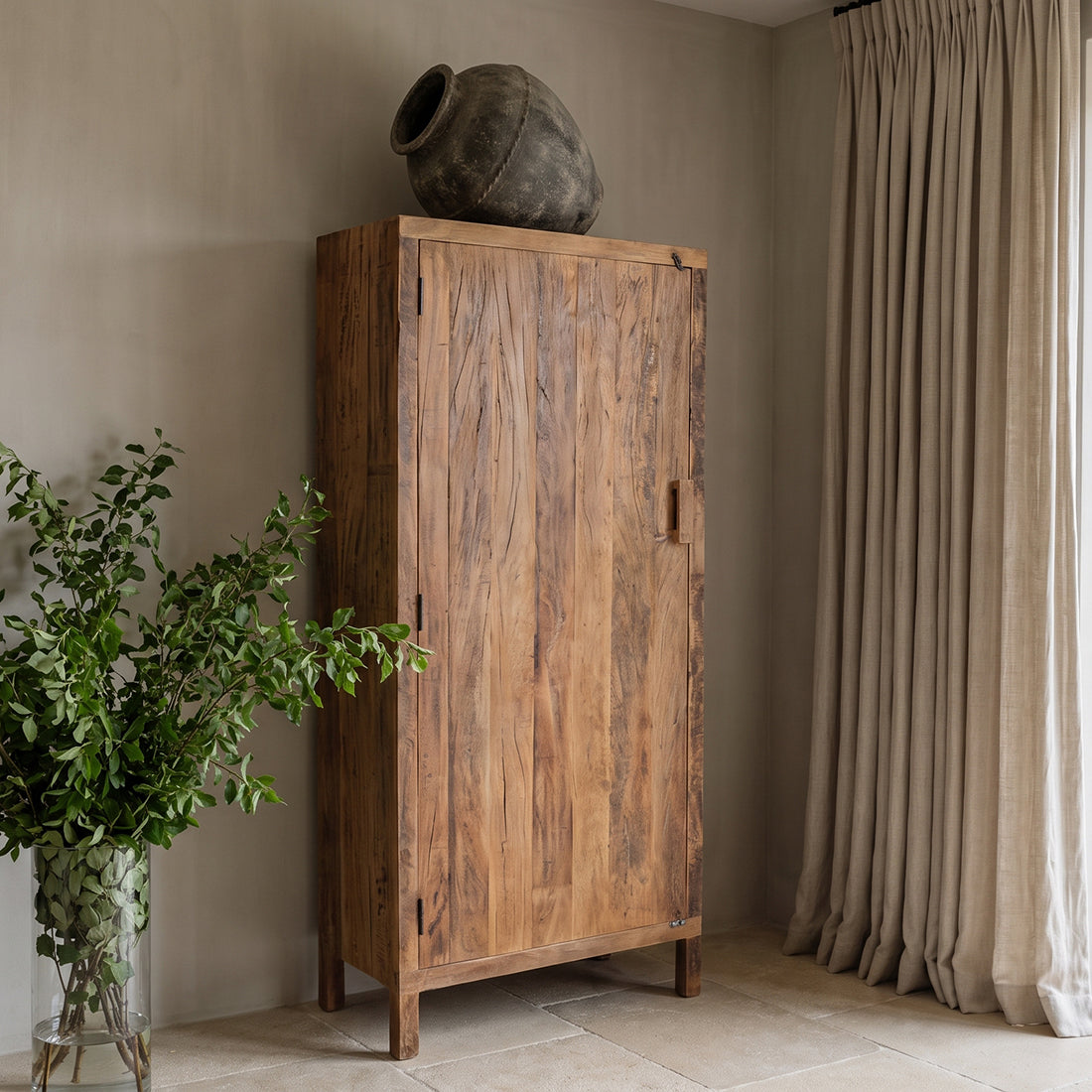 Farmwood 1-door cabinet - FSC-recycled wood - 80x40x180 cm