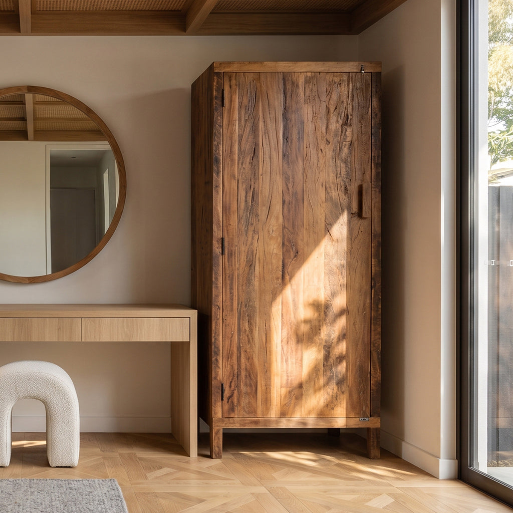 Farmwood 1-door cabinet - FSC-recycled wood - 80x40x180 cm